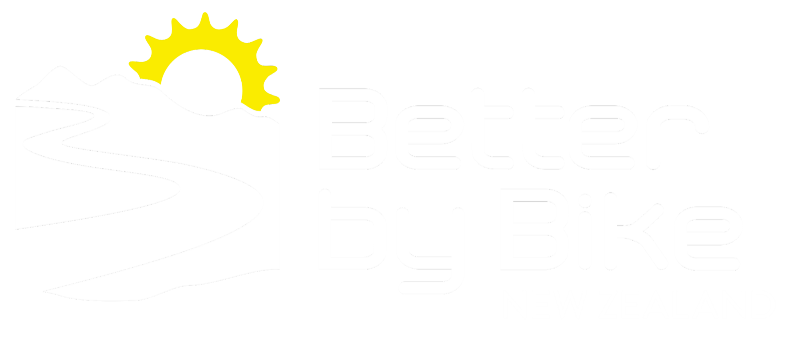 Yellow sun and mountains with faint ‘Better by Bike’ text.
